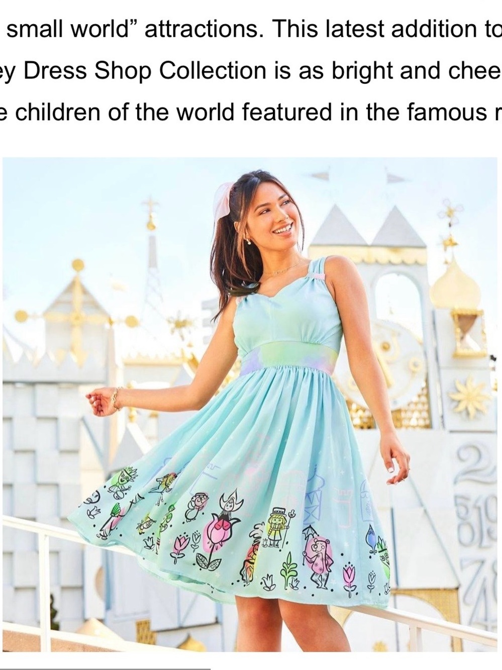 Disney Mint Green Fit-and-Flare Dress with Pink Hanger Logo Detail - Picture 7 of 8